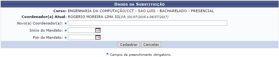 Figura 3: Dados da Substituição