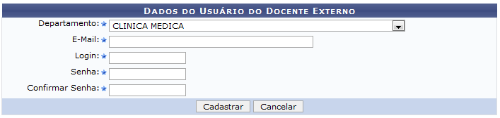 Figura 7:Dados do Usuário do Docente Externo