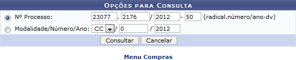 Figura 1: Opções para Consulta