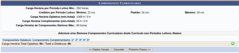  Cadastro de Componentes Curriculares