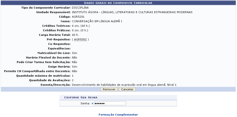  Remover Componente Curricular